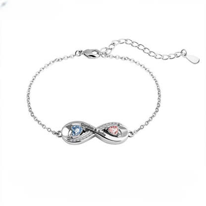  Personalized Birthstone and Name Infinity Adjustable Bracelet Gift for Mother