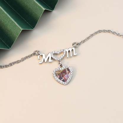 Personalized Photo Exquisite Mama Heart Necklace for Mother's Day Gifts