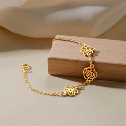 Personalized Minimalist Adjustable 1-8 Birth Flower Bracelet Charm Jewelry Birthday Christmas Gift for Women