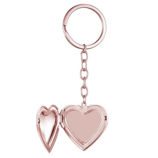 Personalized Heart Photo Necklace Key Ring with Engraved Text Birthday Anniversary Gift for Women