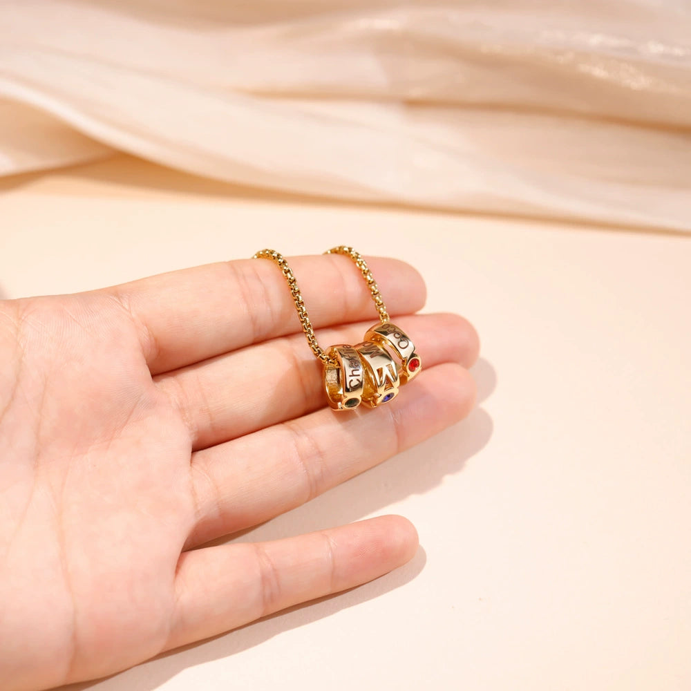 Personalized Family Birthstone Necklace Minimalist Style Name Birthstone Necklace Jewelry Gift for Mom Women