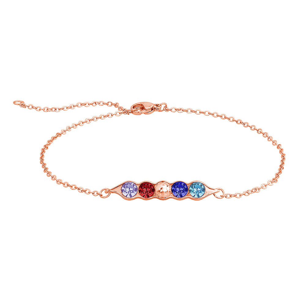 Personalized Peas in a Pod Family Bracelet with 1-5 Birthstones Mother's Day Birthday Gift for Women