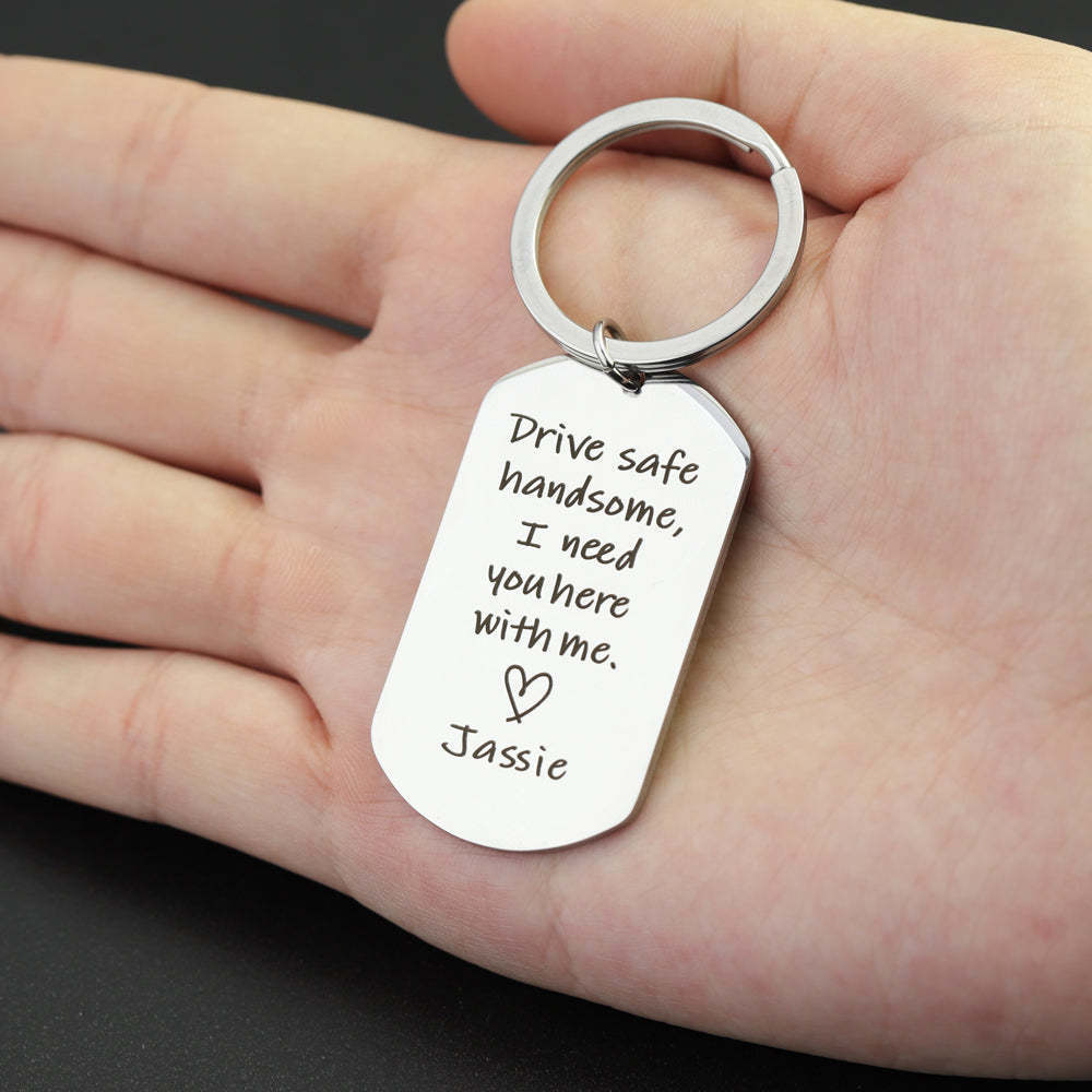 Personalized Stainless Steel Photo Necklace Key Ring with Engraved Text Birthday Anniversary Gift for Women