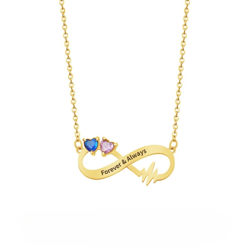 Personalized Mother & Daughter Birthstone Infinity Beating Heart Necklace Mother‘s Day Gift for Her