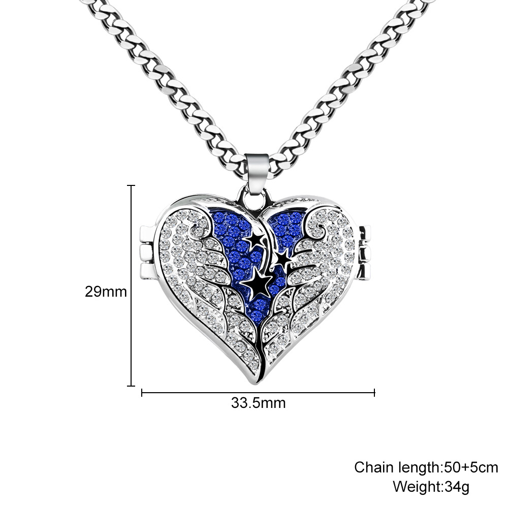 Personalized Picture Locket Angel Wings Heart Necklace