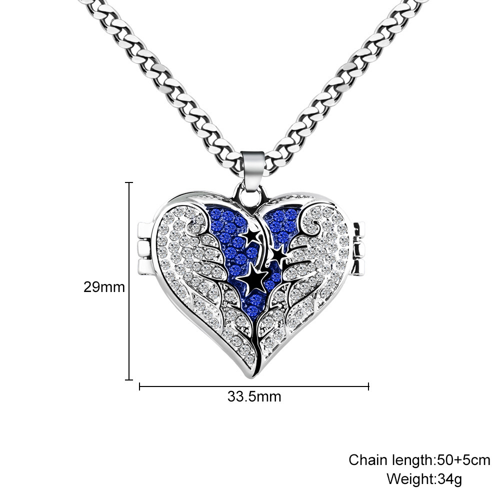 Personalized Picture Locket Angel Wings Heart Necklace