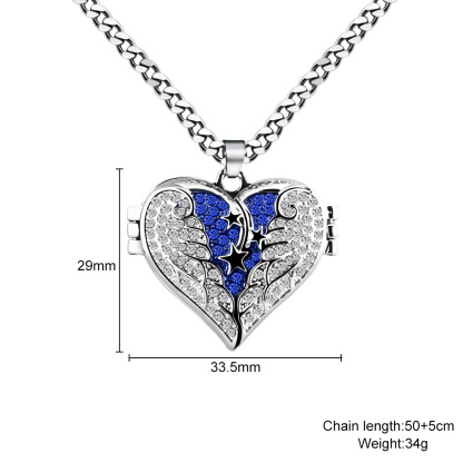 Personalized Picture Locket Angel Wings Heart Necklace