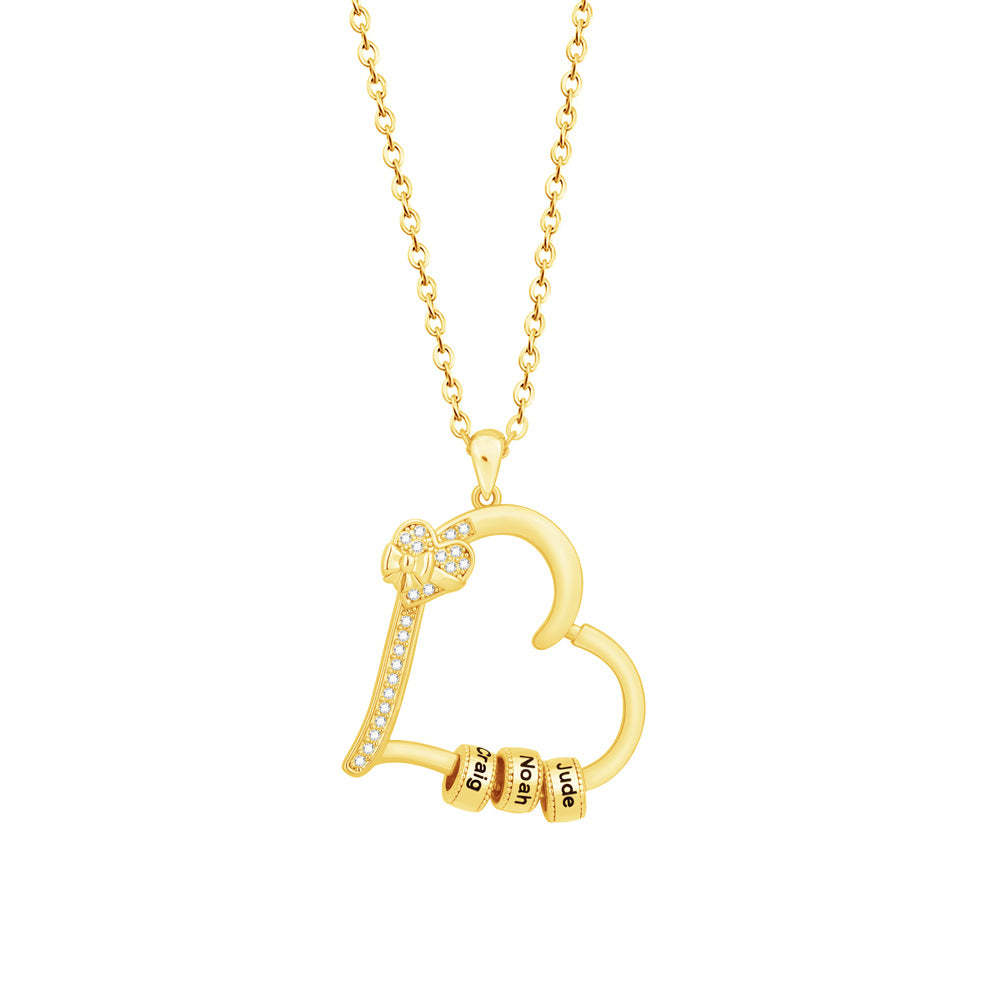 Personalized Family Heart Pendant Necklace with 1-6 Engraved Names and