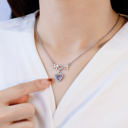 Personalized Photo Exquisite Mama Heart Necklace for Mother's Day Gifts