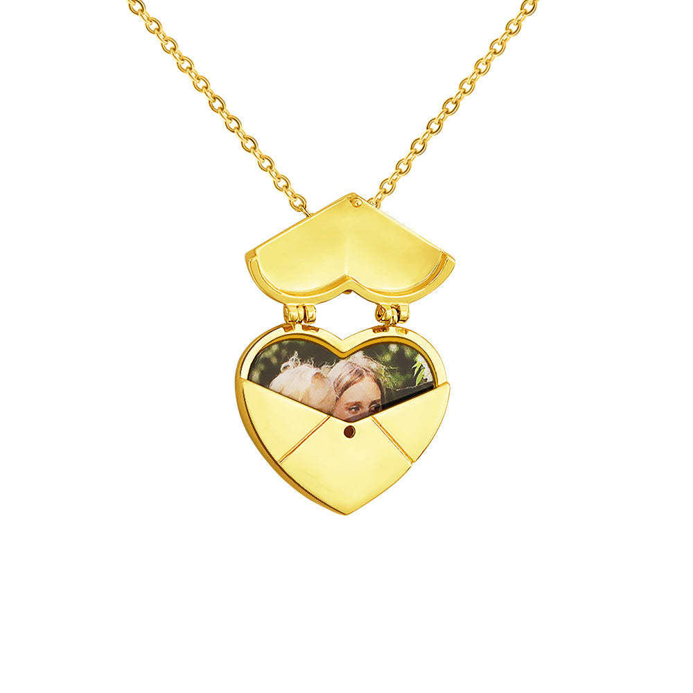 Personalized Heart Photo Locket Necklace Birthday Anniversary Gift for