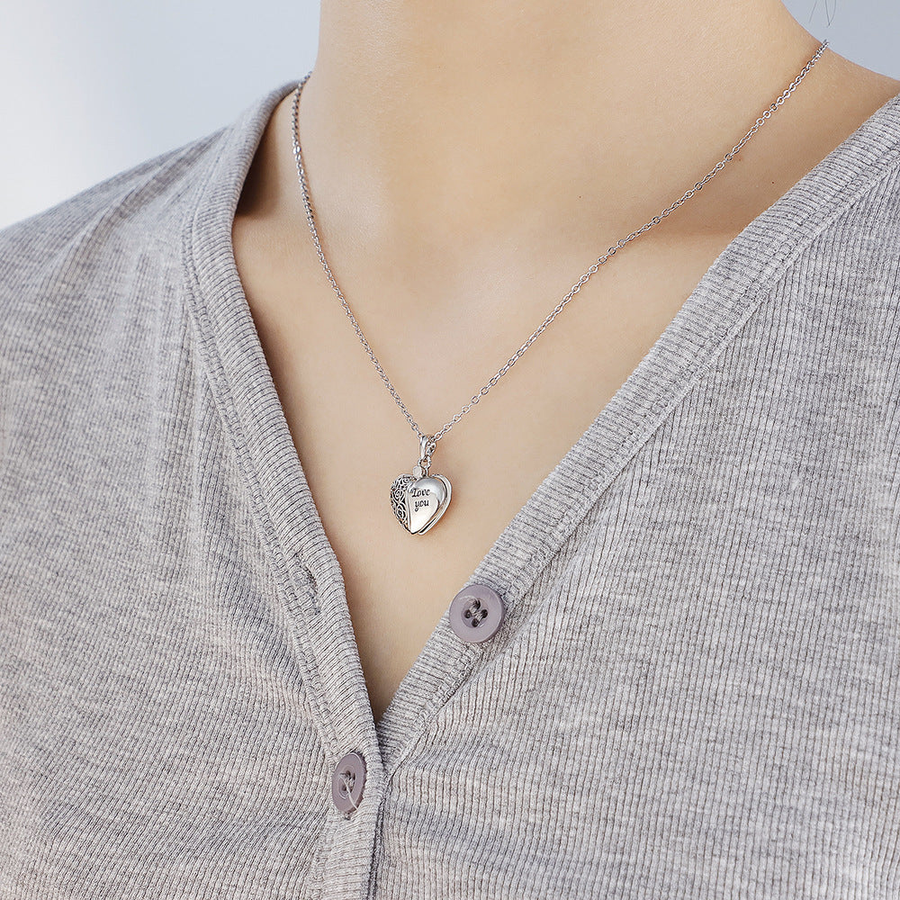 Personalized Dainty Hollow "love you" Heart Locket Photo Necklace Valentine's Day Mother's Day Memorial Anniversary Gift For Women