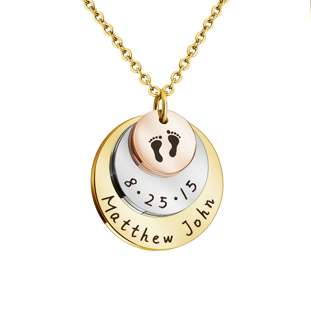 Custom Baby Feet Name Necklace Mother's Day Thanksgiving Day Jewelry Gift for Mother