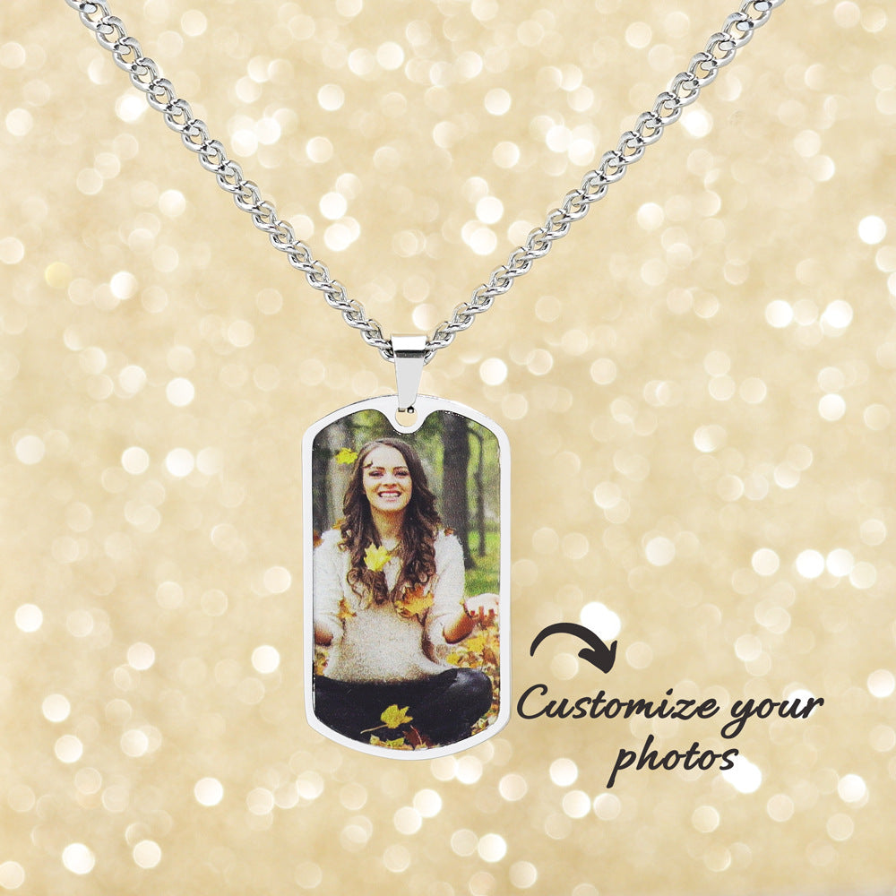 Personalized Stainless Steel Photo Necklace Key Ring with Engraved Text Birthday Anniversary Gift for Women