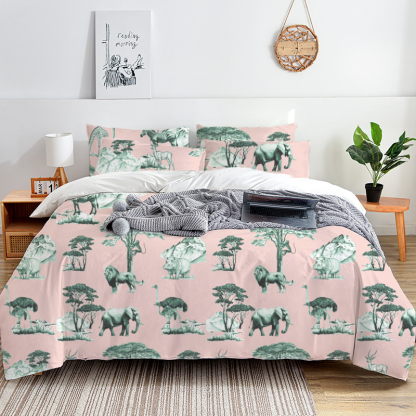 American Safari Toile 100% Cotton Duvet Cover Set  King Twin Comforter Queen Bedding for Guest Room with Hidden Zipper Closure 3Pcs