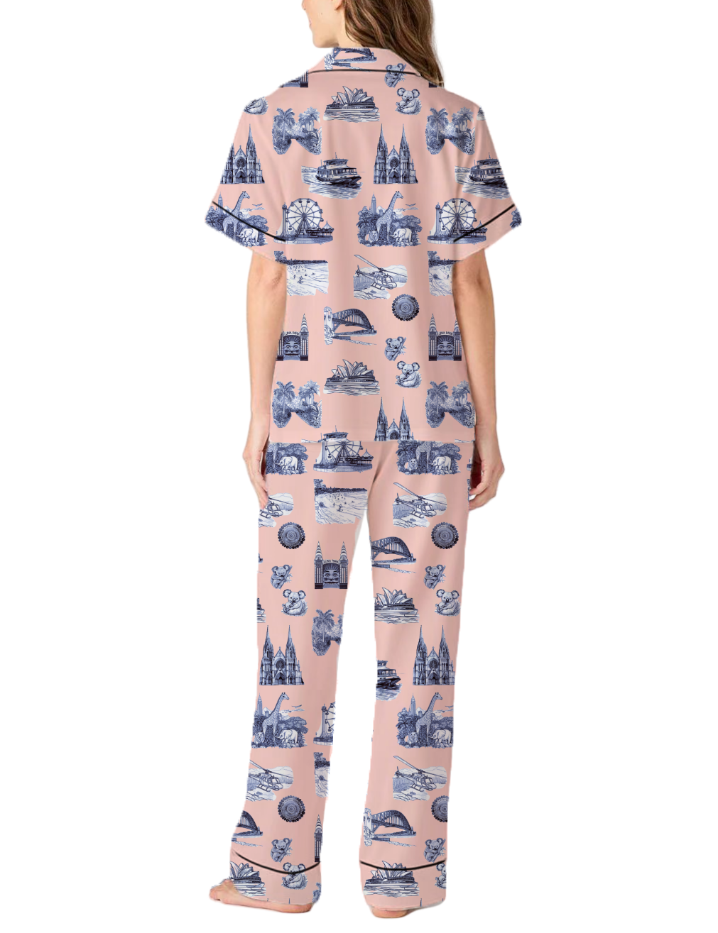 Sydney Travel Toile Silky Satin Pajama Pants Set For Women