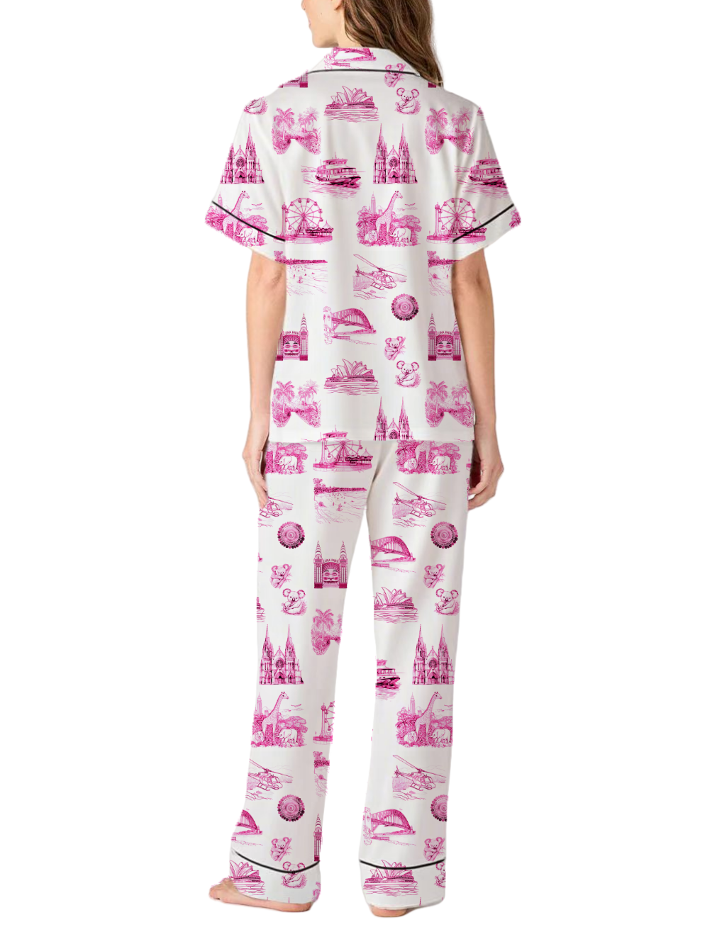 Sydney Travel Toile Silky Satin Pajama Pants Set For Women