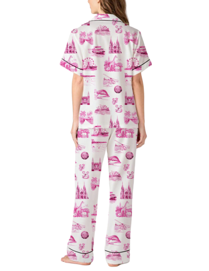 Sydney Travel Toile Silky Satin Pajama Pants Set For Women