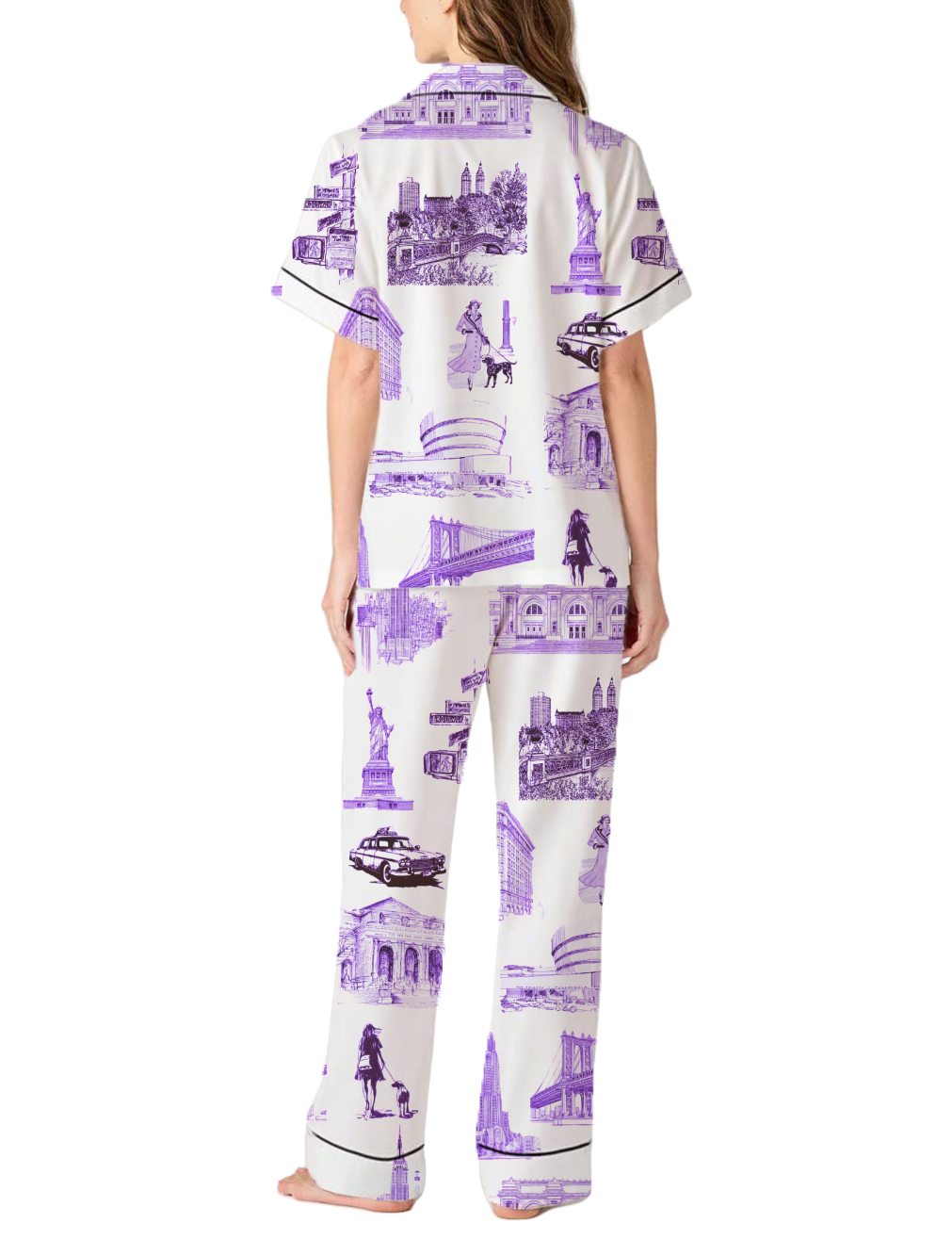  New York Toile Silky Satin Pajama Pants Set For Women