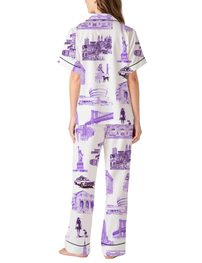 New York Toile Silky Satin Pajama Pants Set For Women