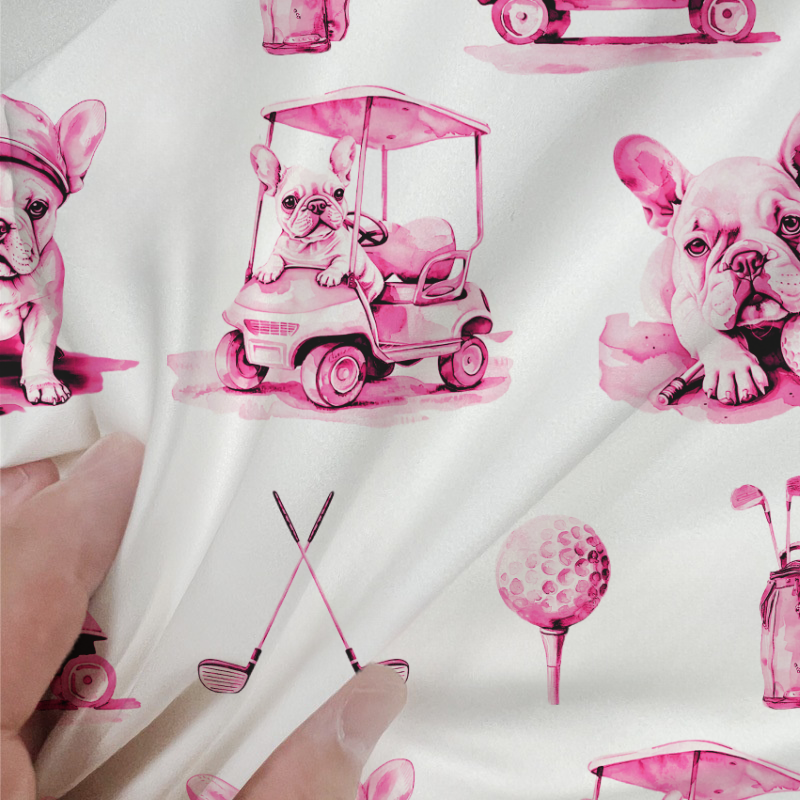 French Bulldogs Golf Toile 100% Cotton Duvet Cover Set  King Twin Comforter Queen Bedding for Guest Room with Hidden Zipper Closure 3Pcs