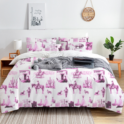 Marfa Toile 100% Cotton Duvet Cover Set  King Twin Comforter Queen Bedding for Guest Room Toile de Jouy with Hidden Zipper Closure 3Pcs