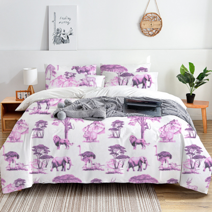 American Safari Toile 100% Cotton Duvet Cover Set  King Twin Comforter Queen Bedding for Guest Room with Hidden Zipper Closure 3Pcs