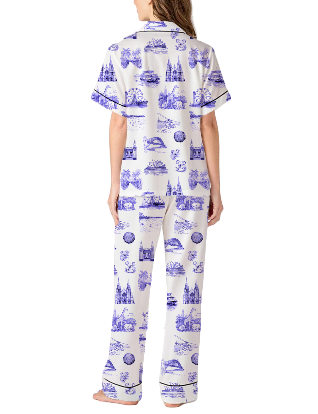 Sydney Travel Toile Silky Satin Pajama Pants Set For Women