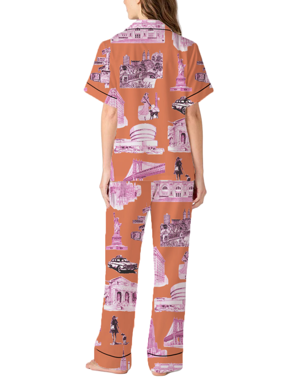  New York Toile Silky Satin Pajama Pants Set For Women