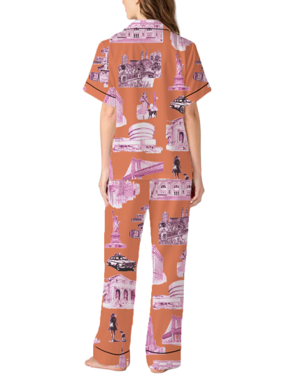  New York Toile Silky Satin Pajama Pants Set For Women