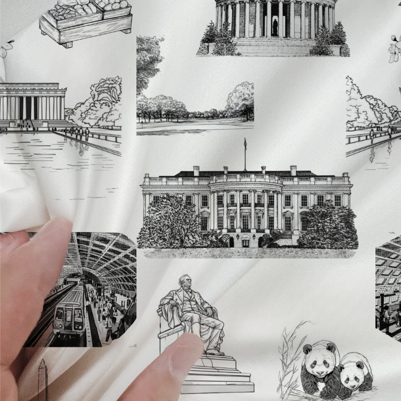 Washington DC Toile 100% Cotton Duvet Cover Set  King Twin Comforter Queen Bedding for Guest Room with Hidden Zipper Closure 3Pcs