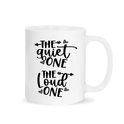 Personalized Best Friend Caption " The quiet one The loud one " Coffee Cup Ceramic Mug Birthday Anniversary Gift for Her Best Friend