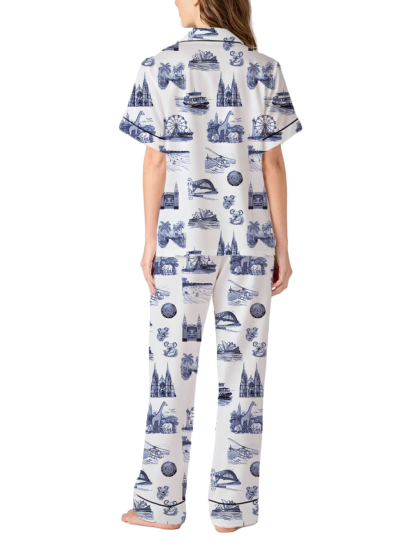 Sydney Travel Toile Silky Satin Pajama Pants Set For Women