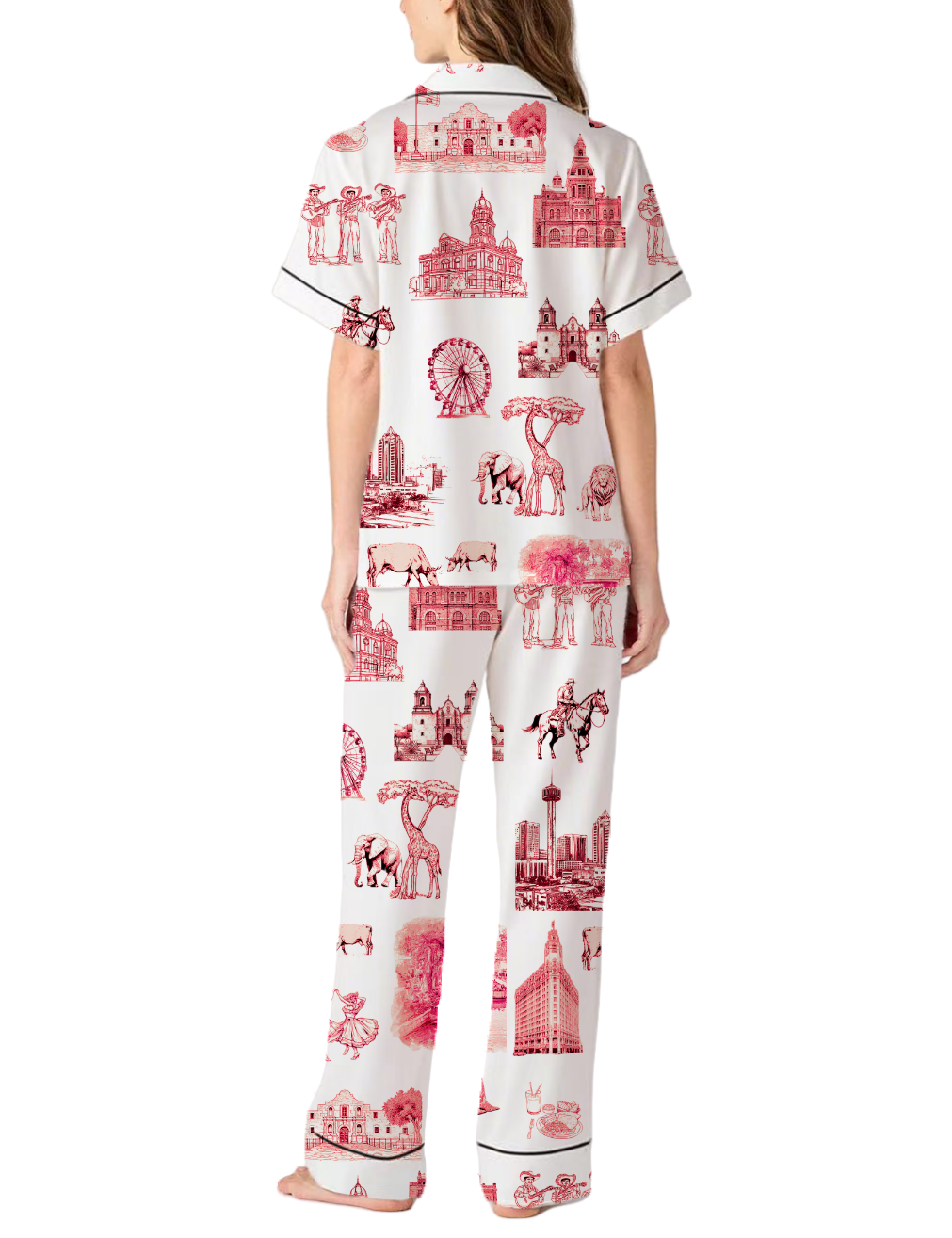San Antonio Toile Silky Satin Pajama Pants Set For Women