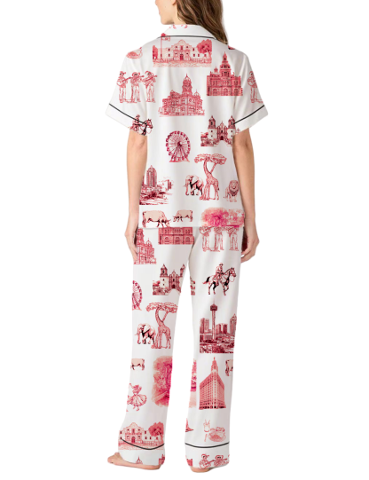 San Antonio Toile Silky Satin Pajama Pants Set For Women