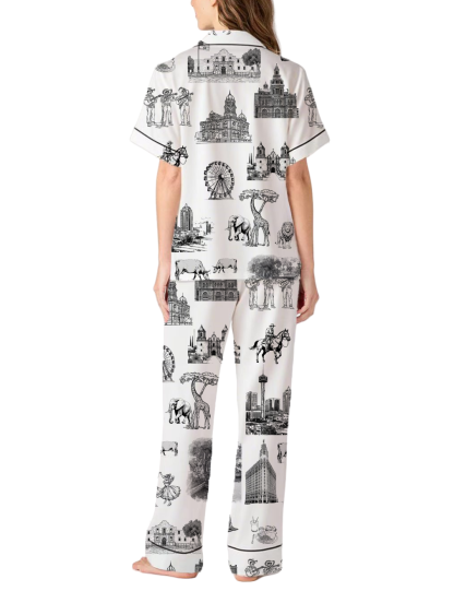 San Antonio Toile Silky Satin Pajama Pants Set For Women