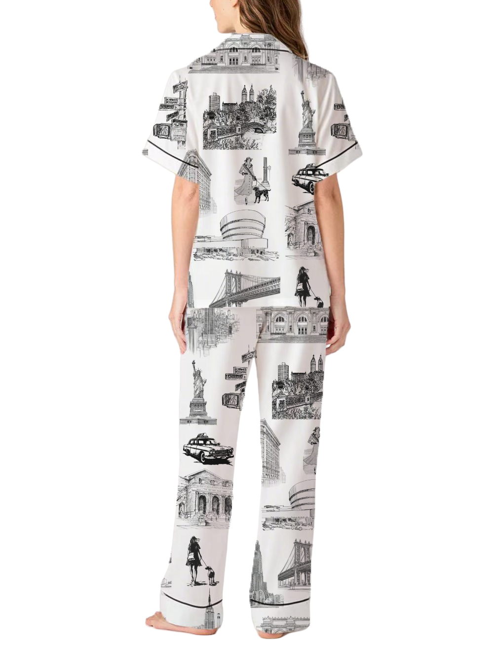  New York Toile Silky Satin Pajama Pants Set For Women