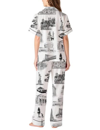  New York Toile Silky Satin Pajama Pants Set For Women