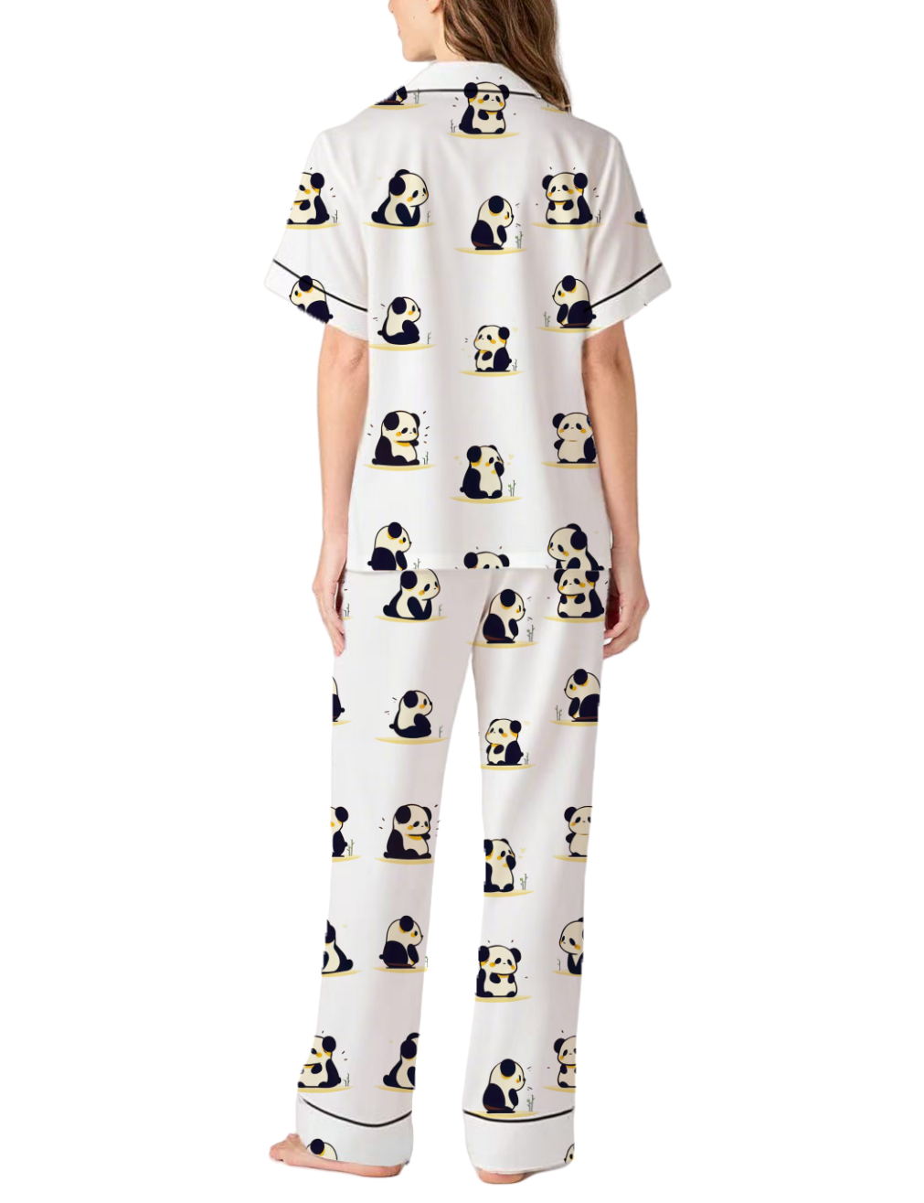 Panda Satin Pajama Pants Set For Women