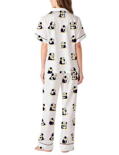 Panda  Satin Pajama Pants Set For Women