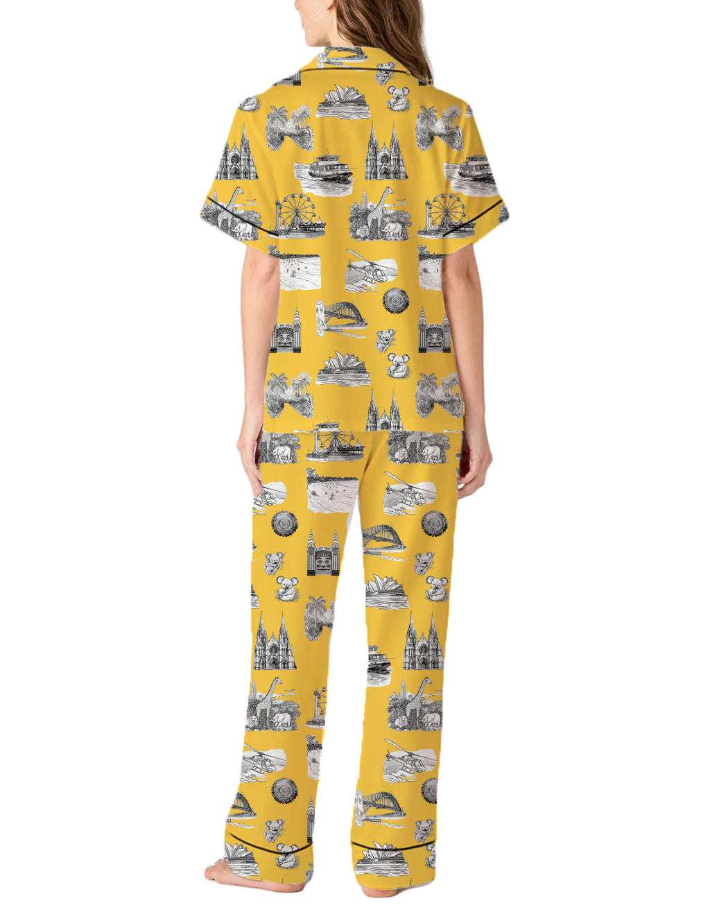 Sydney Travel Toile Silky Satin Pajama Pants Set For Women