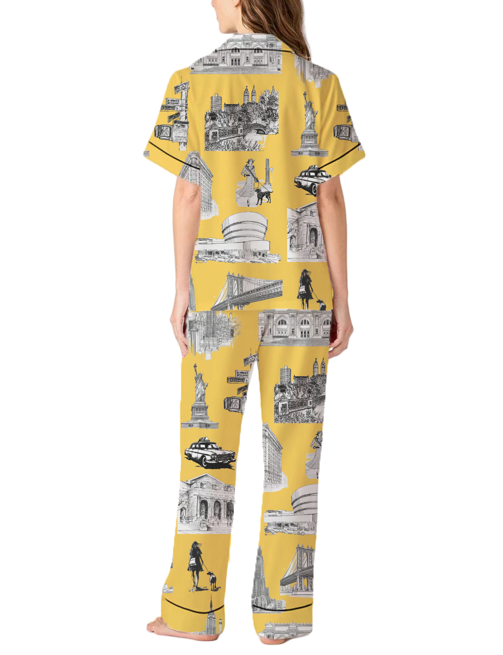  New York Toile Silky Satin Pajama Pants Set For Women