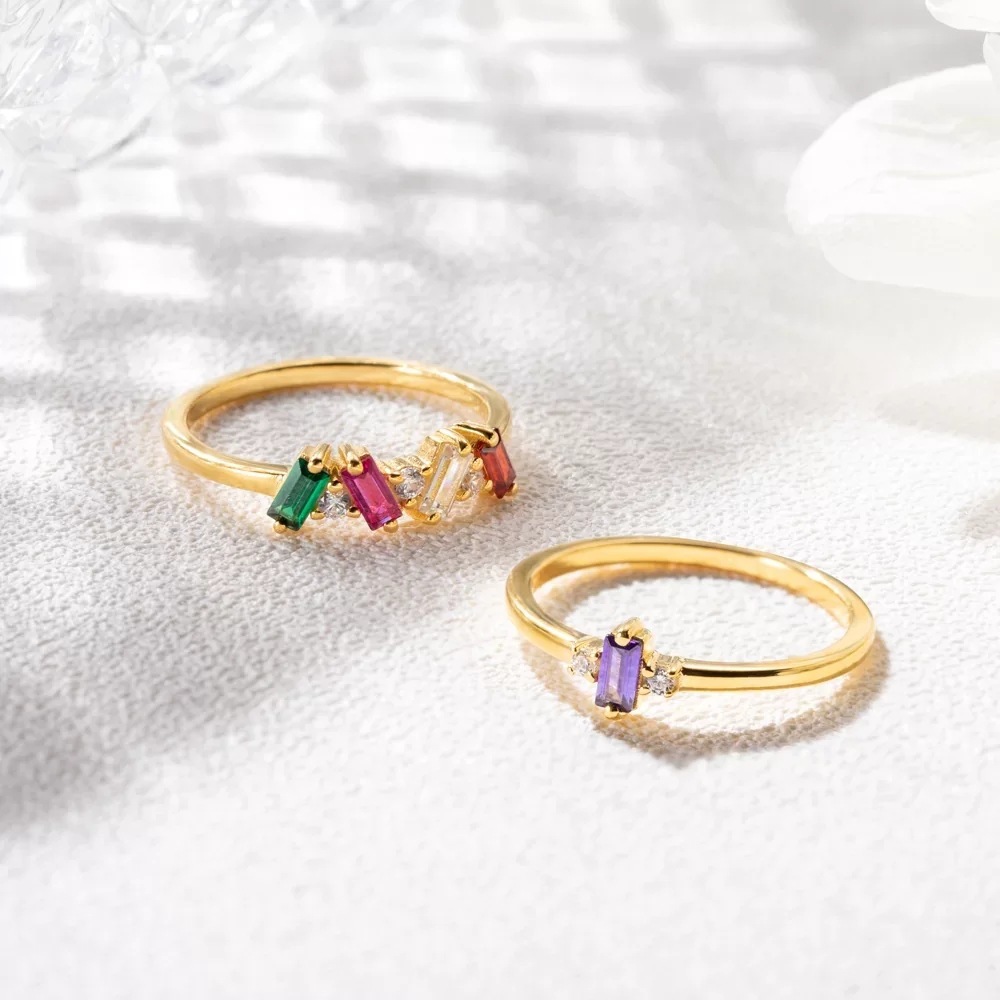 Personalized 1-6 Birthstone Interlaced Ring