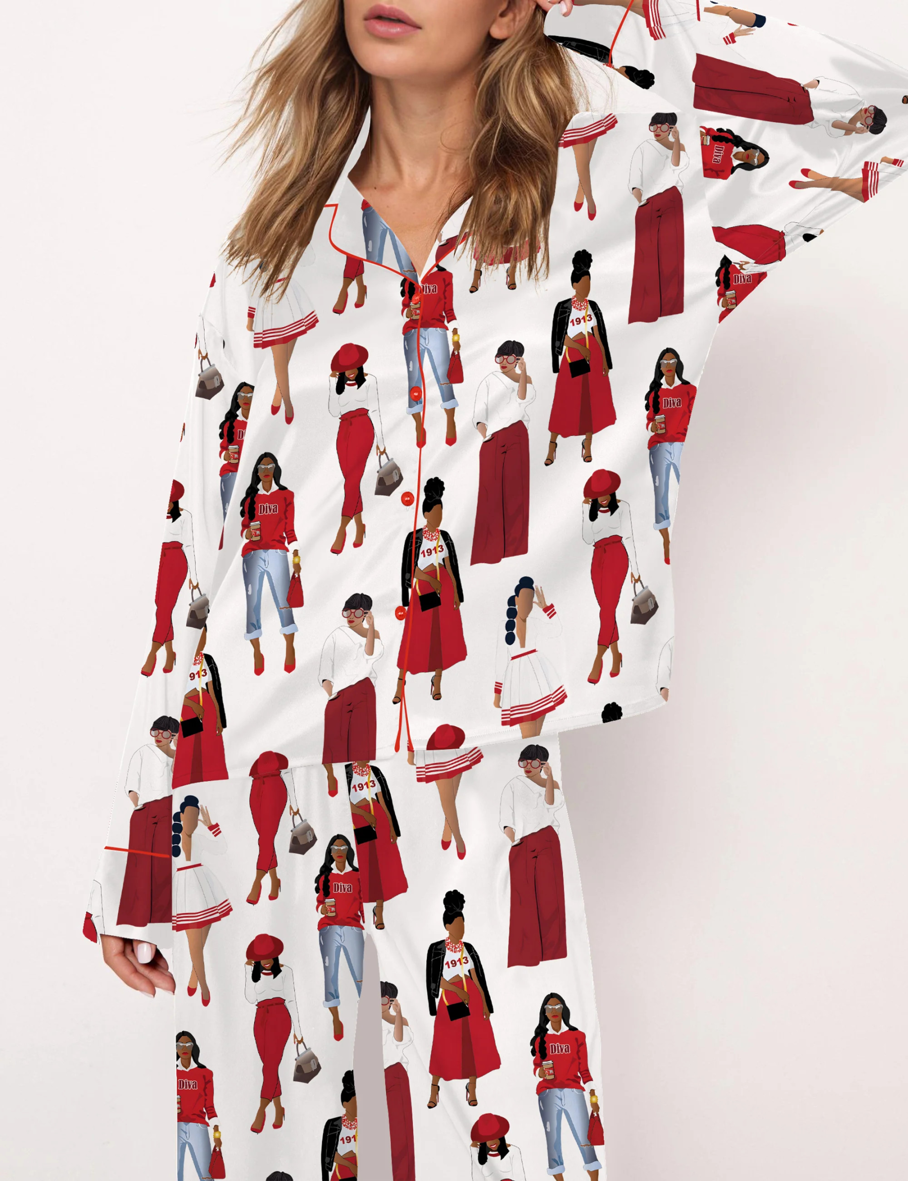 DST Sisterhood Satin Pajama Set For Women