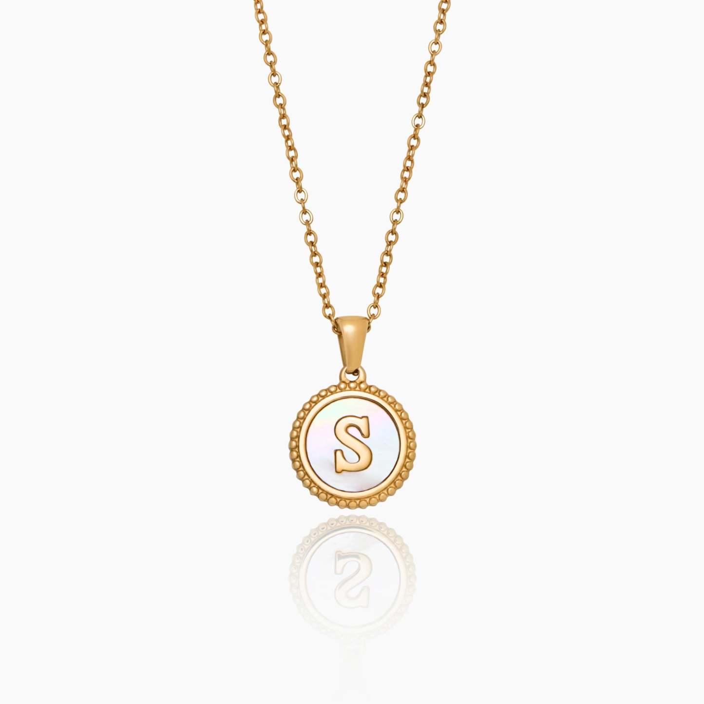 Mother Of Pearl Initial Pendant Necklace