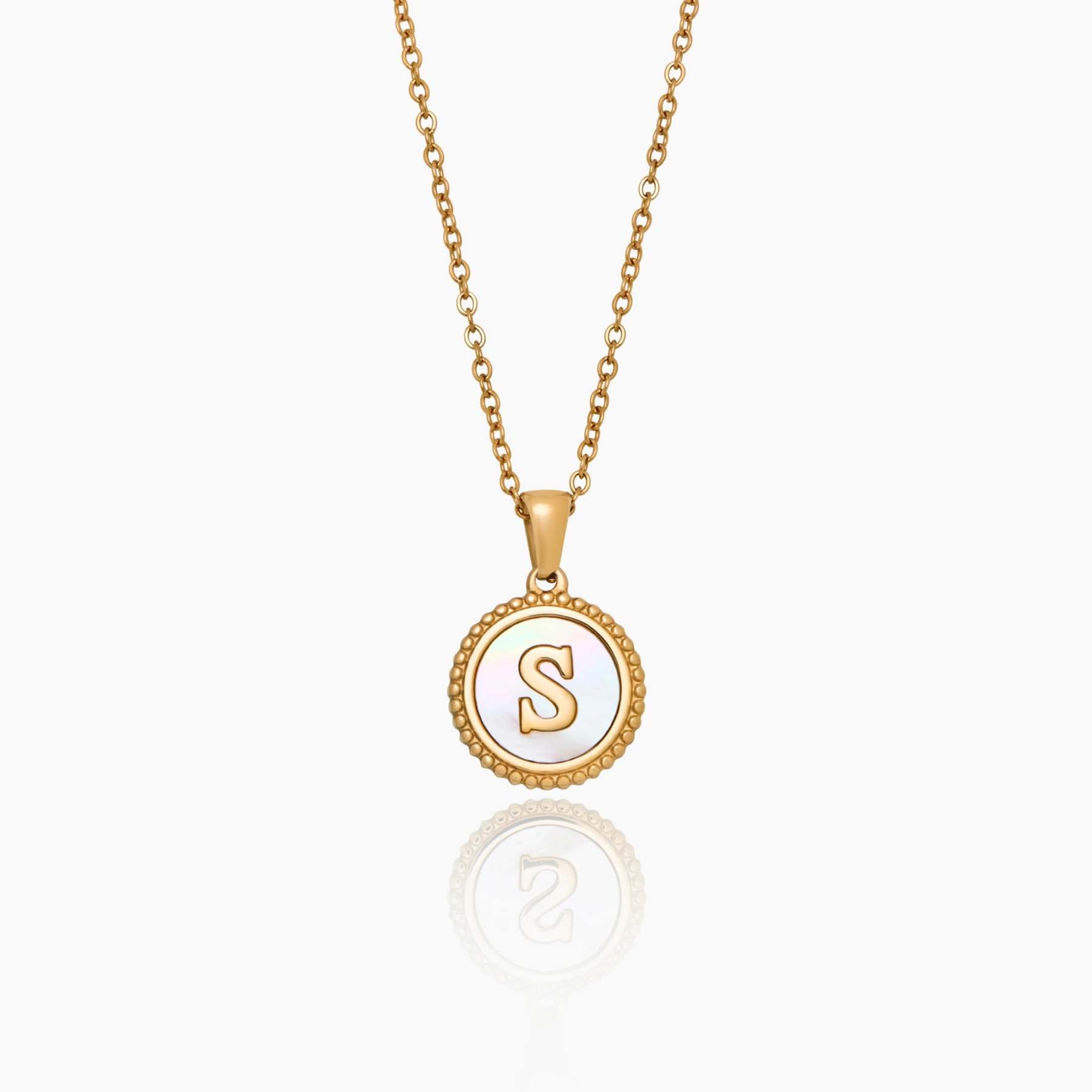 Mother Of Pearl Initial Pendant Necklace