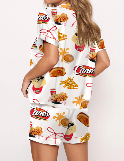 Raising Chicken Silky Satin Pajama Set For Women