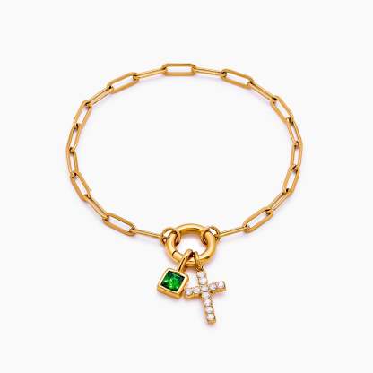 Paperclip Cross Charm Bracelet