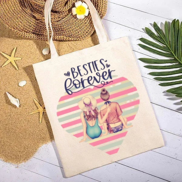 Customized Besties Forever Back Holiday Style Canvas Bag Birthday Gift For Friends