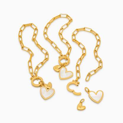Paperclip Initial Heart Duo Bracelet