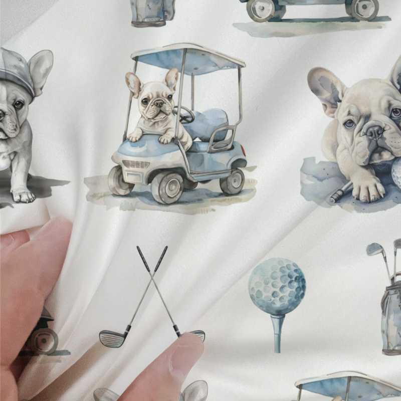 French Bulldogs Golf Toile 100% Cotton Duvet Cover Set  King Twin Comforter Queen Bedding for Guest Room with Hidden Zipper Closure 3Pcs